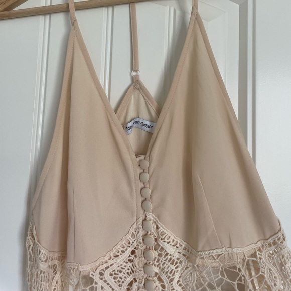 Pale Yellow Maxi Dress w/ crochet and buttons - Picture 3 of 5